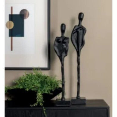 Set of 2 Abstract Bronze People Sculptures 30/34"H