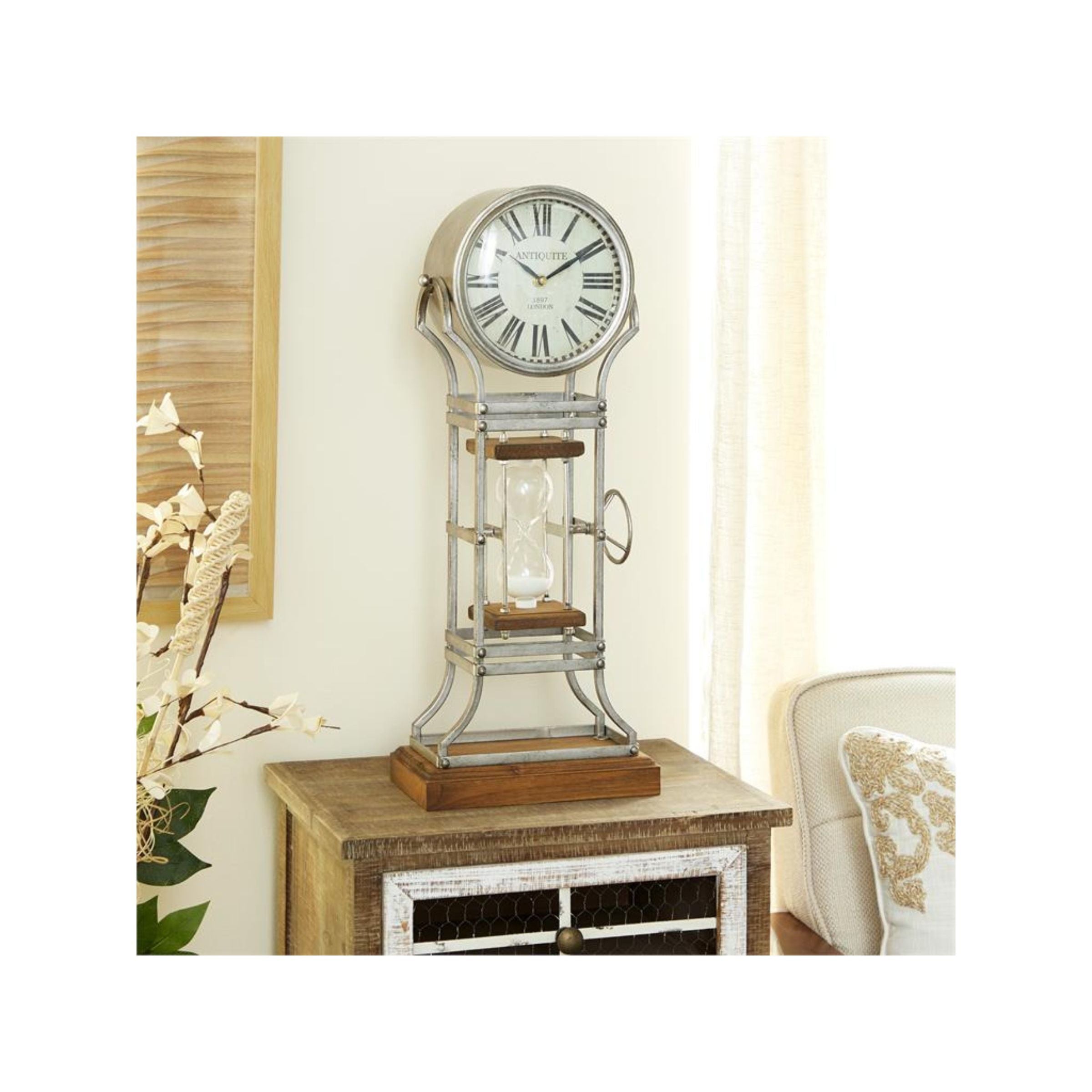 Hourglass Table Clock 23"H