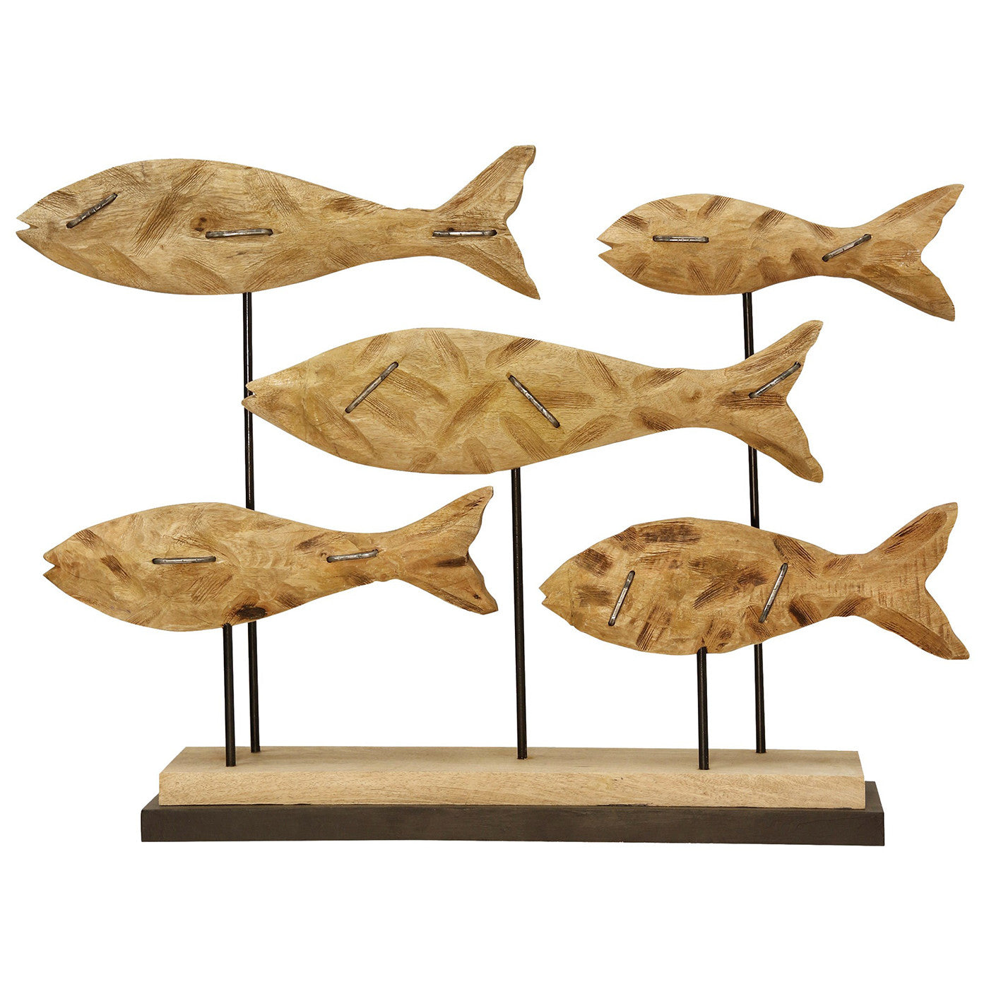 School of Fish Wooden Sculpture 32"W x 22"H
