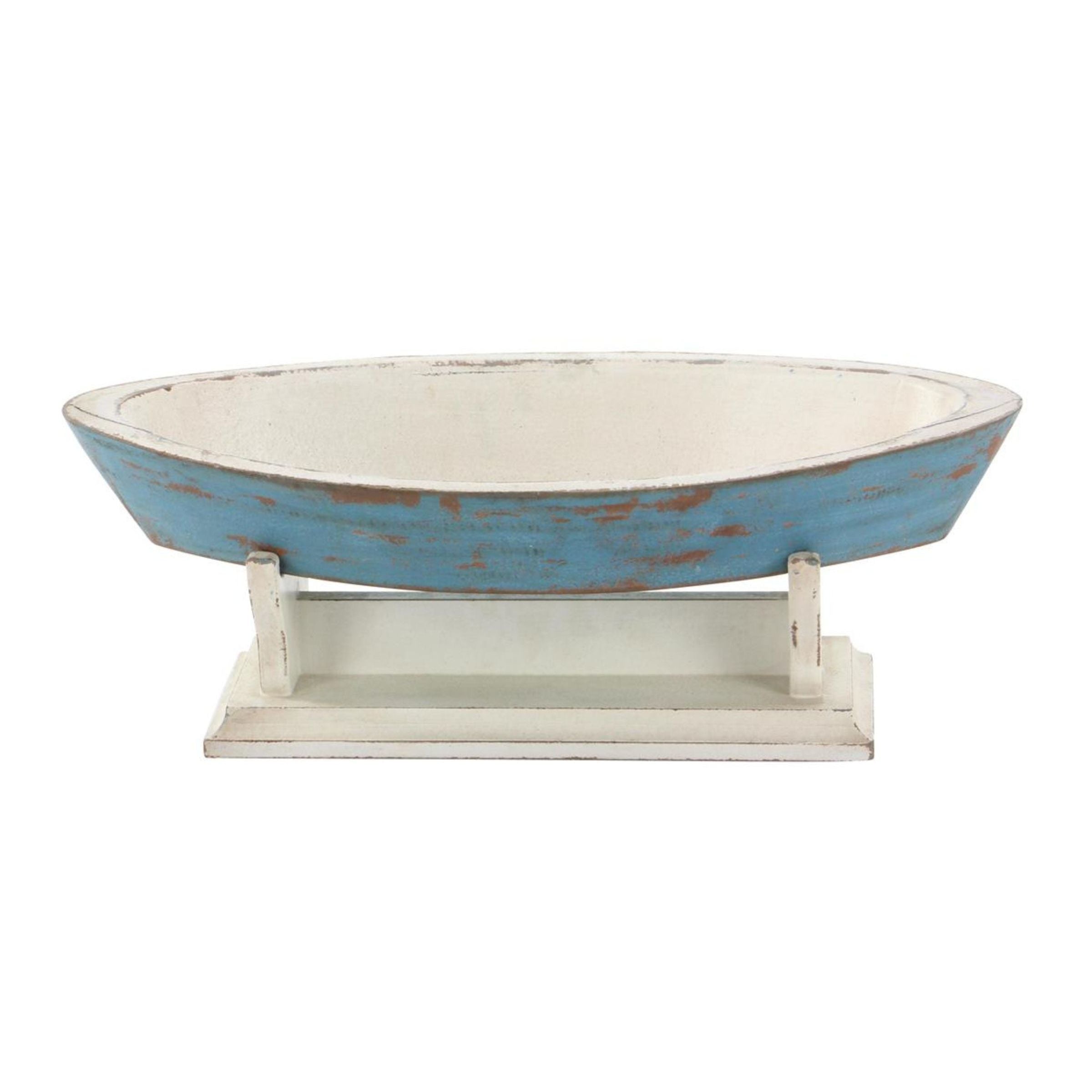Boat On A Wood Stand 23"W x 8"H