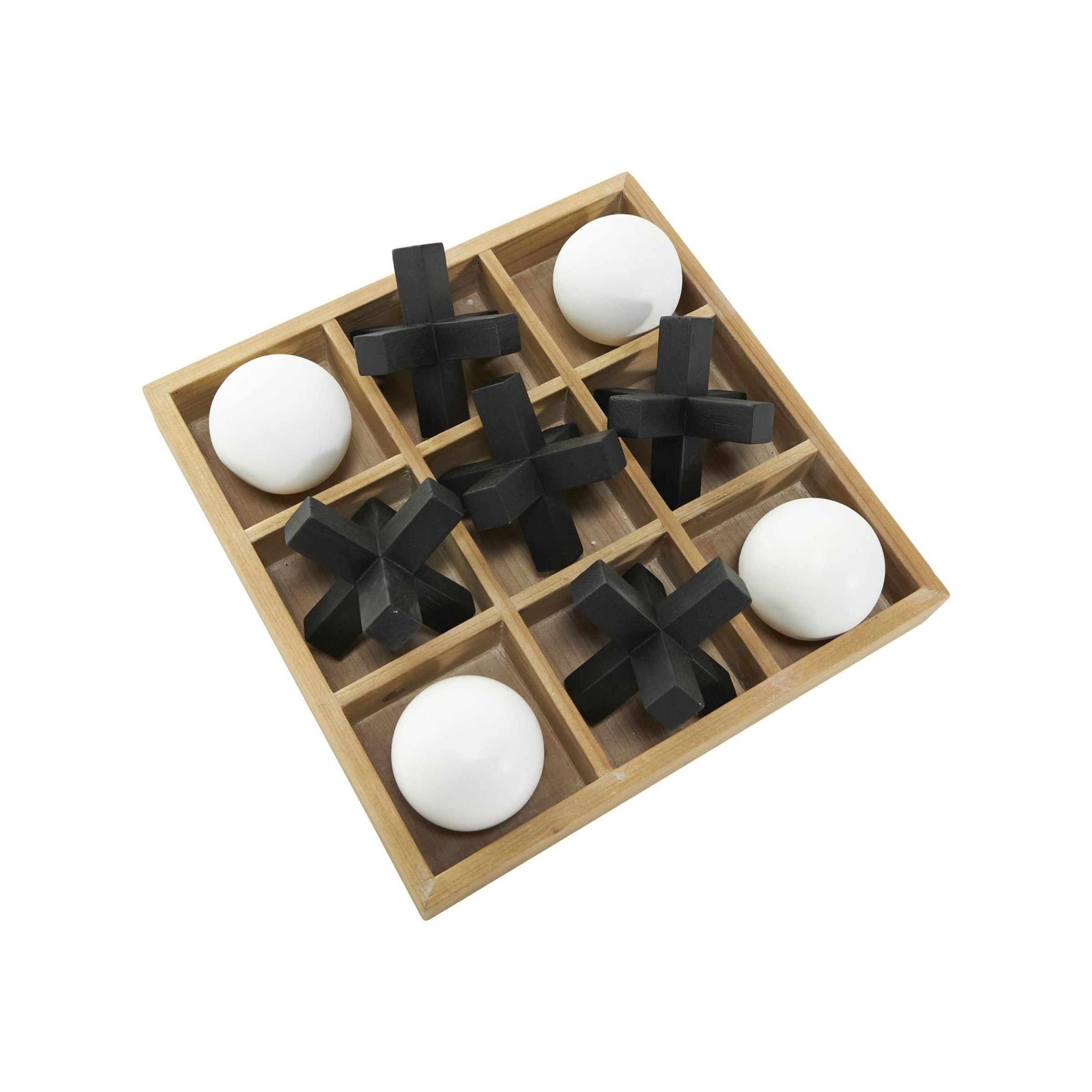 Brown, Black, and White Tic Tac Toe Board 12"W x 4"H