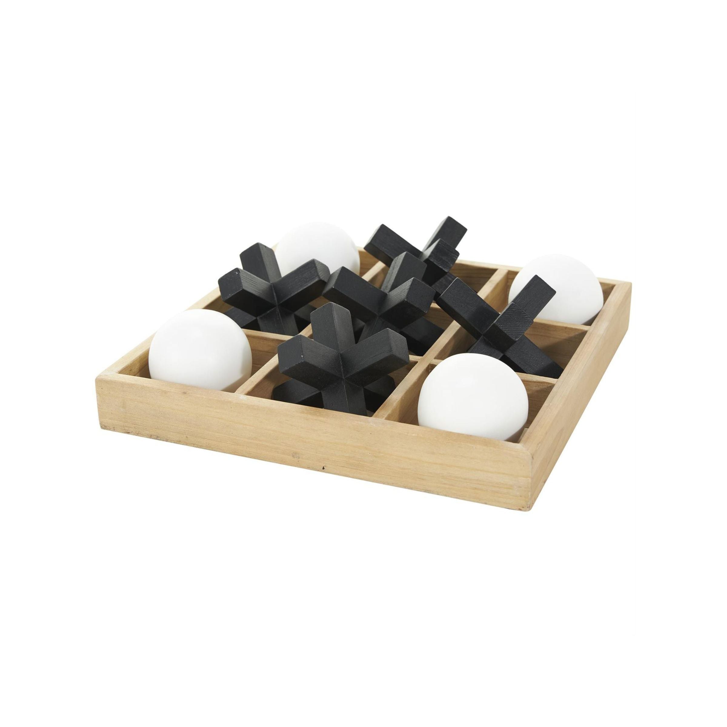 Brown, Black, and White Tic Tac Toe Board 12"W x 4"H