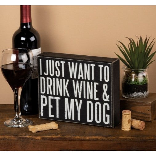 Pet My Dog Box Sign 8"W x 6.5"H