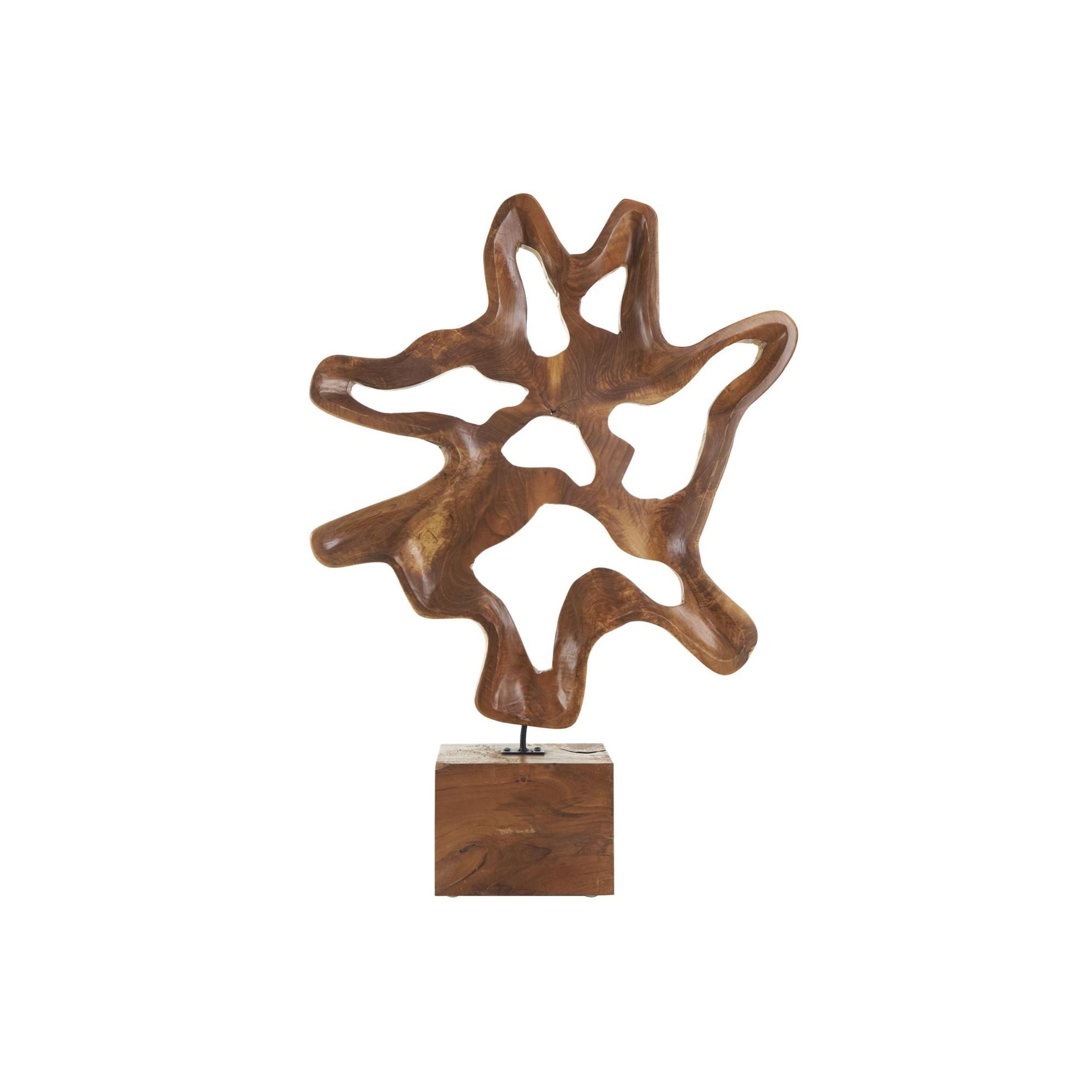 Teak Wood Abstract Sculpture 22"W x 31"H