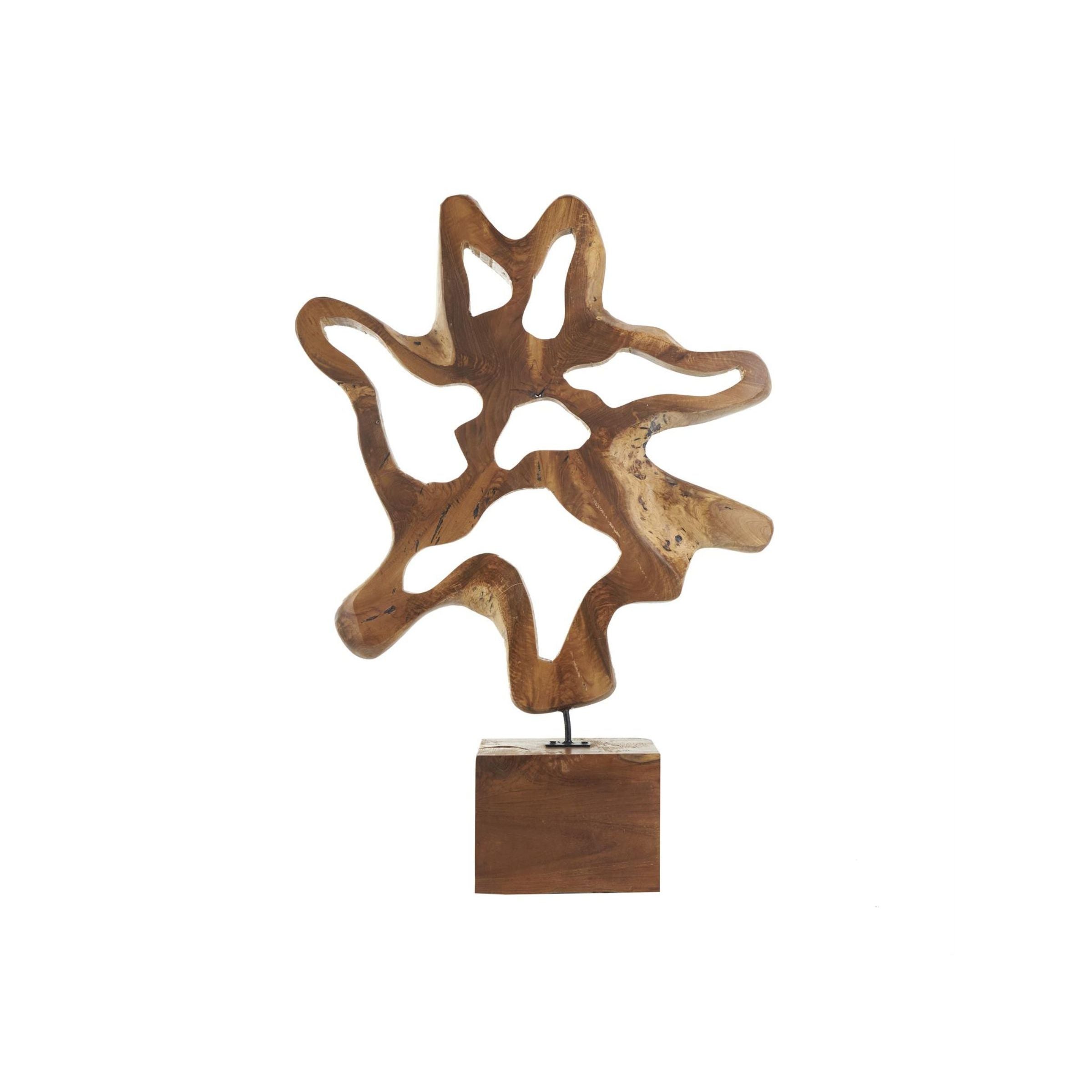 Teak Wood Abstract Sculpture 22"W x 31"H