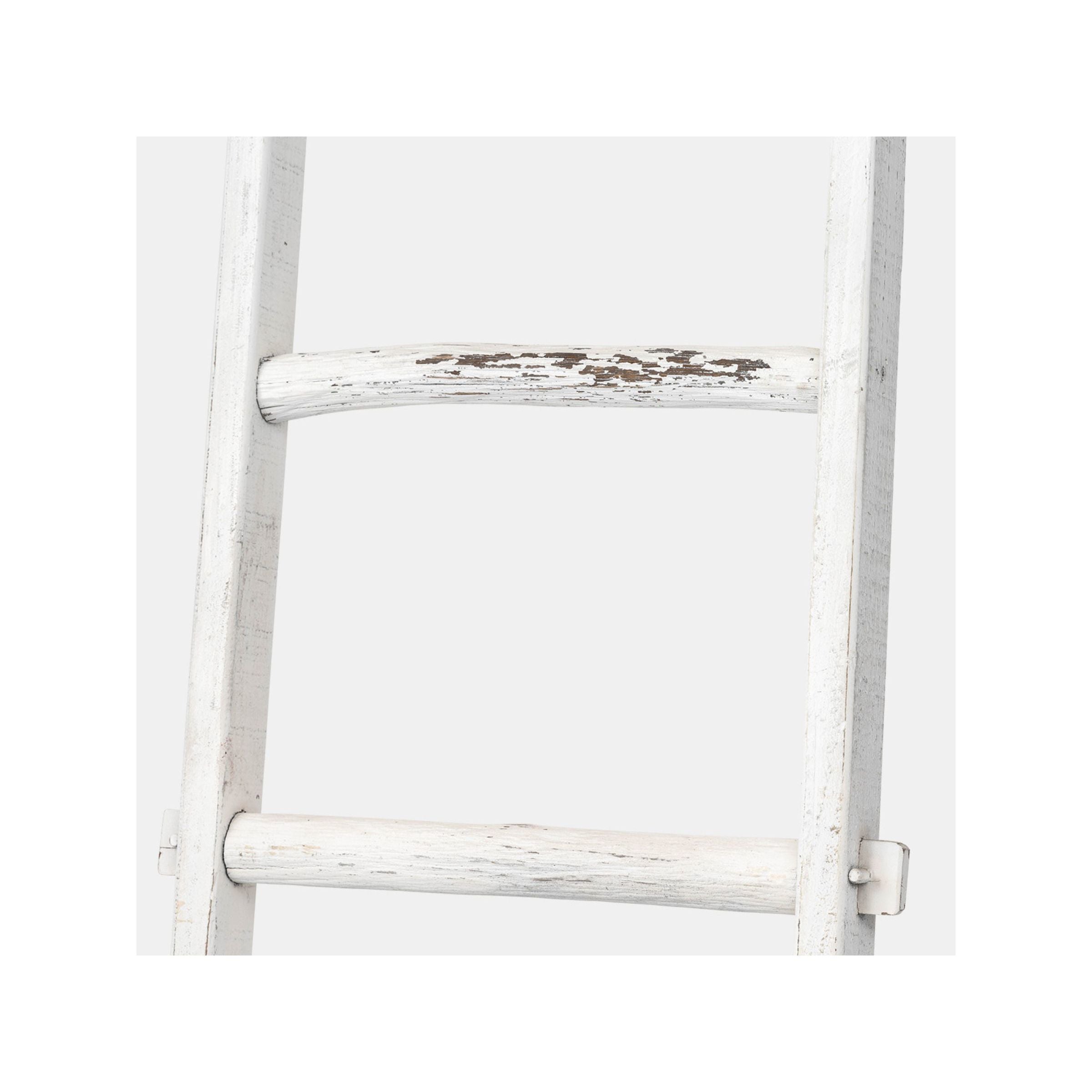 White Distressed Wood Ladder 19"W x 76"H