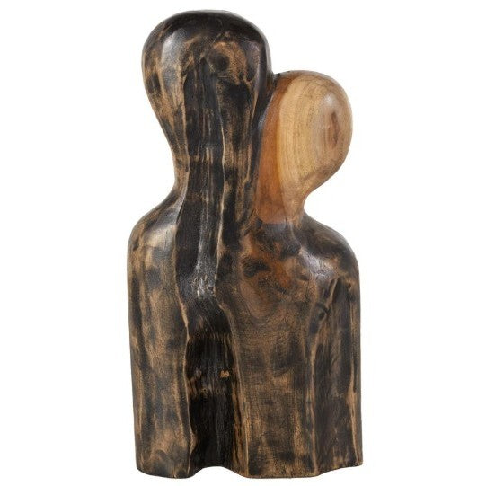 Teak Wood Couple Sculpture 9"W x 17"H