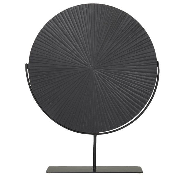 Black Wood Disc On Stand 18"W x 23"H