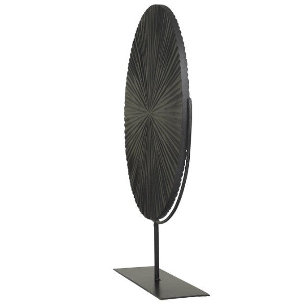 Black Wood Disc On Stand 18"W x 23"H