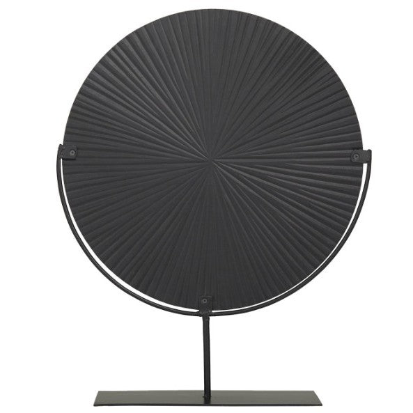 Black Wood Disc On Stand 18"W x 23"H