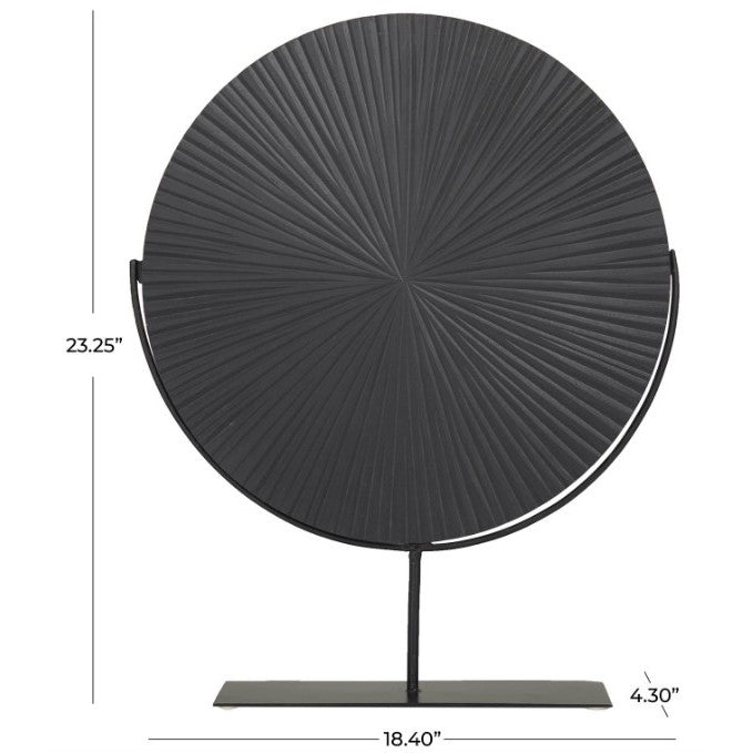 Black Wood Disc On Stand 18"W x 23"H