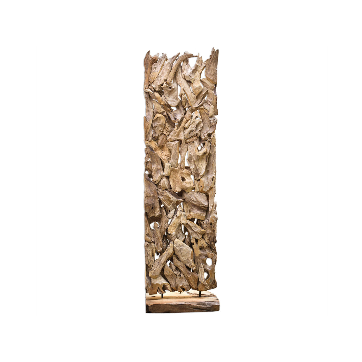 Teak Wood Floor Sculpture 25"W x 84"H