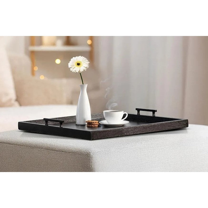 Umbra Wood Ottoman Tray With Metal Handles 24"W x 24"L