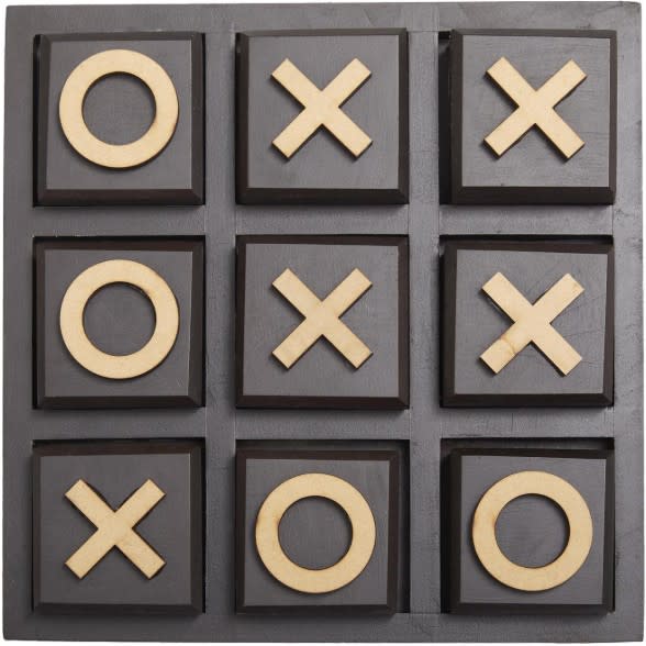 Brown Wood Tic Tac Toe Board 10"W x 2"H