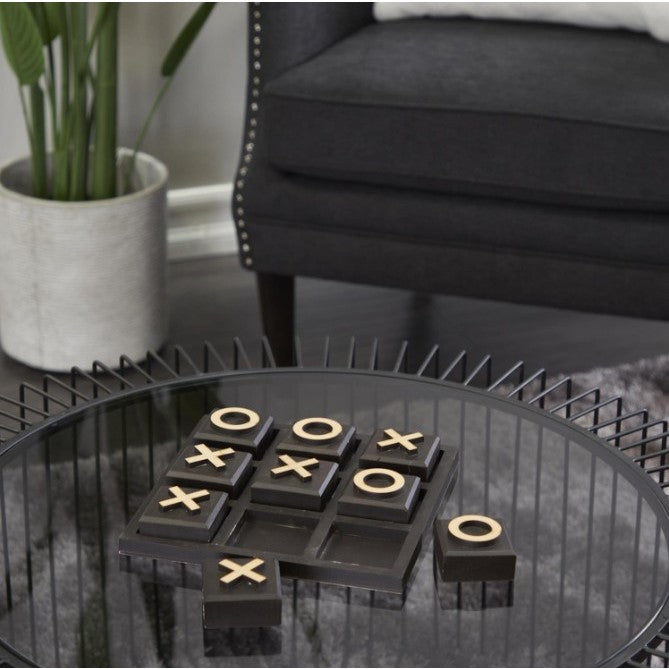 Brown Wood Tic Tac Toe Board 10"W x 2"H