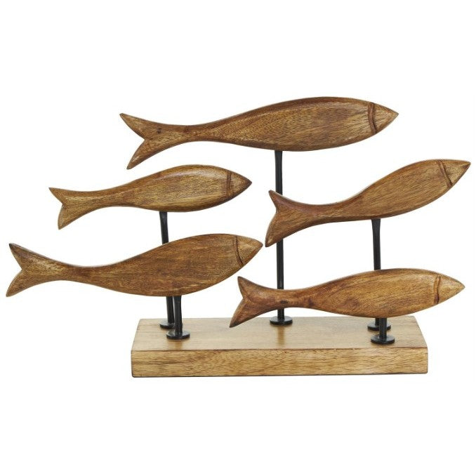 Mango Wood Fish Sculpture 17"W x 10"H