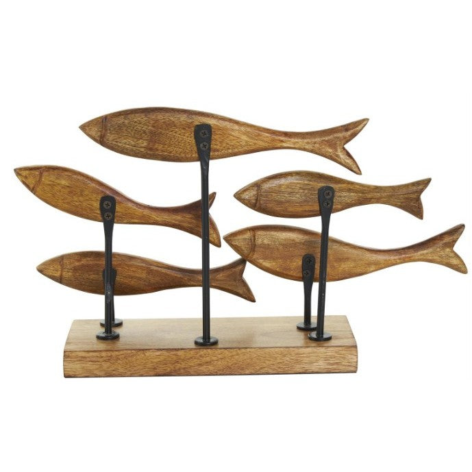 Mango Wood Fish Sculpture 17"W x 10"H