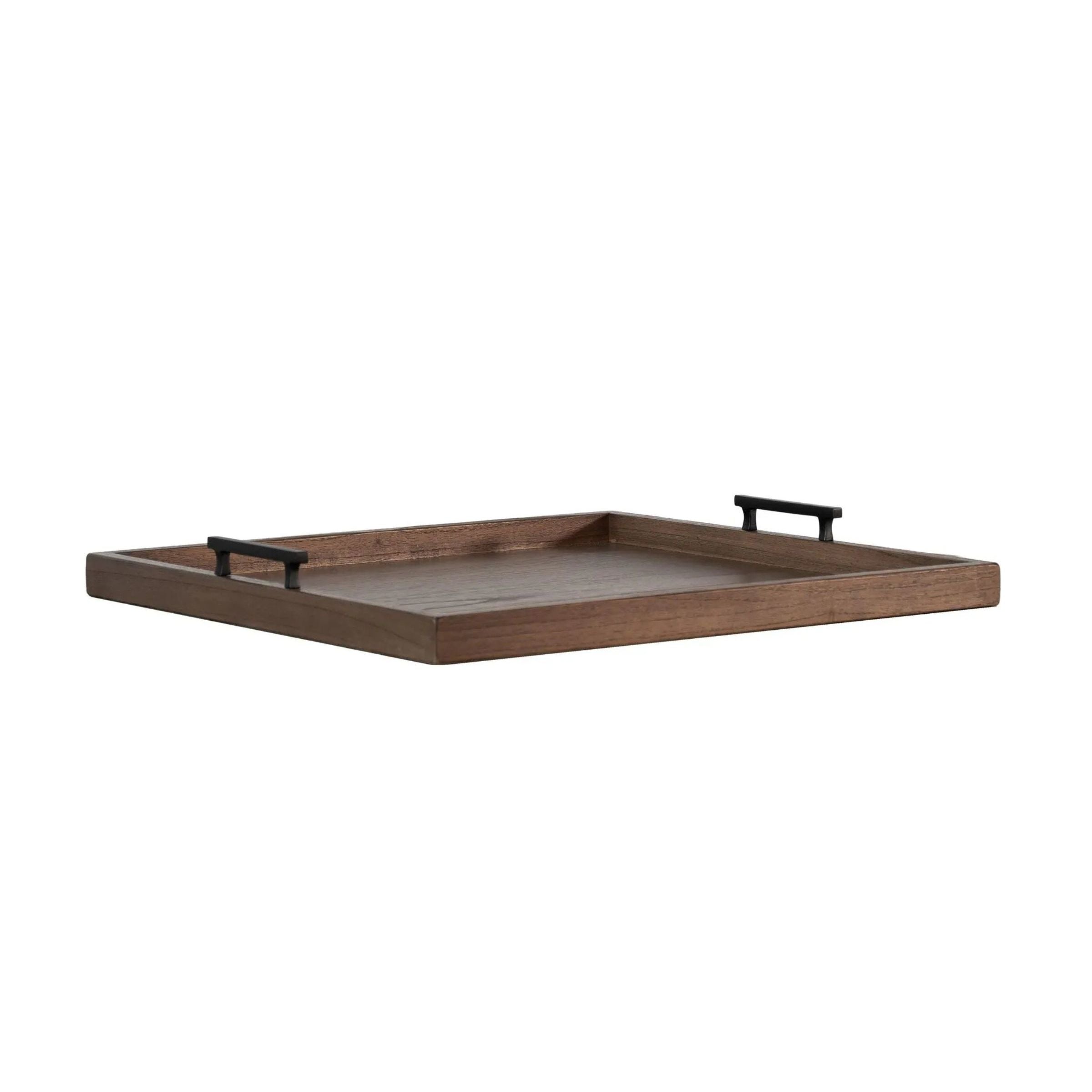 Cinder Wood Ottoman Tray With Metal Handles 24"W x 24"L
