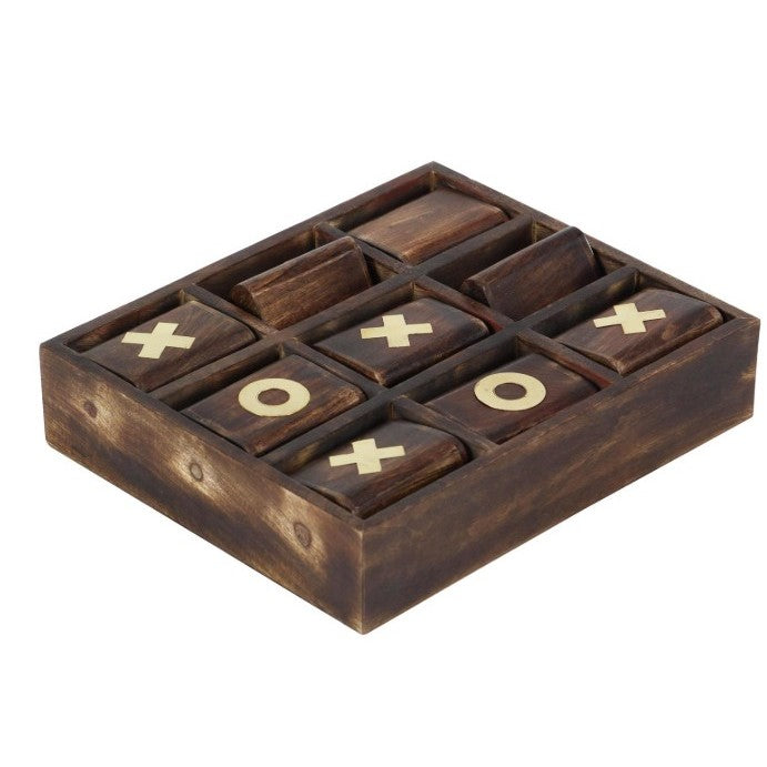 Brown Mango Wood Tic Tac Toe Board 13"W x 3"H