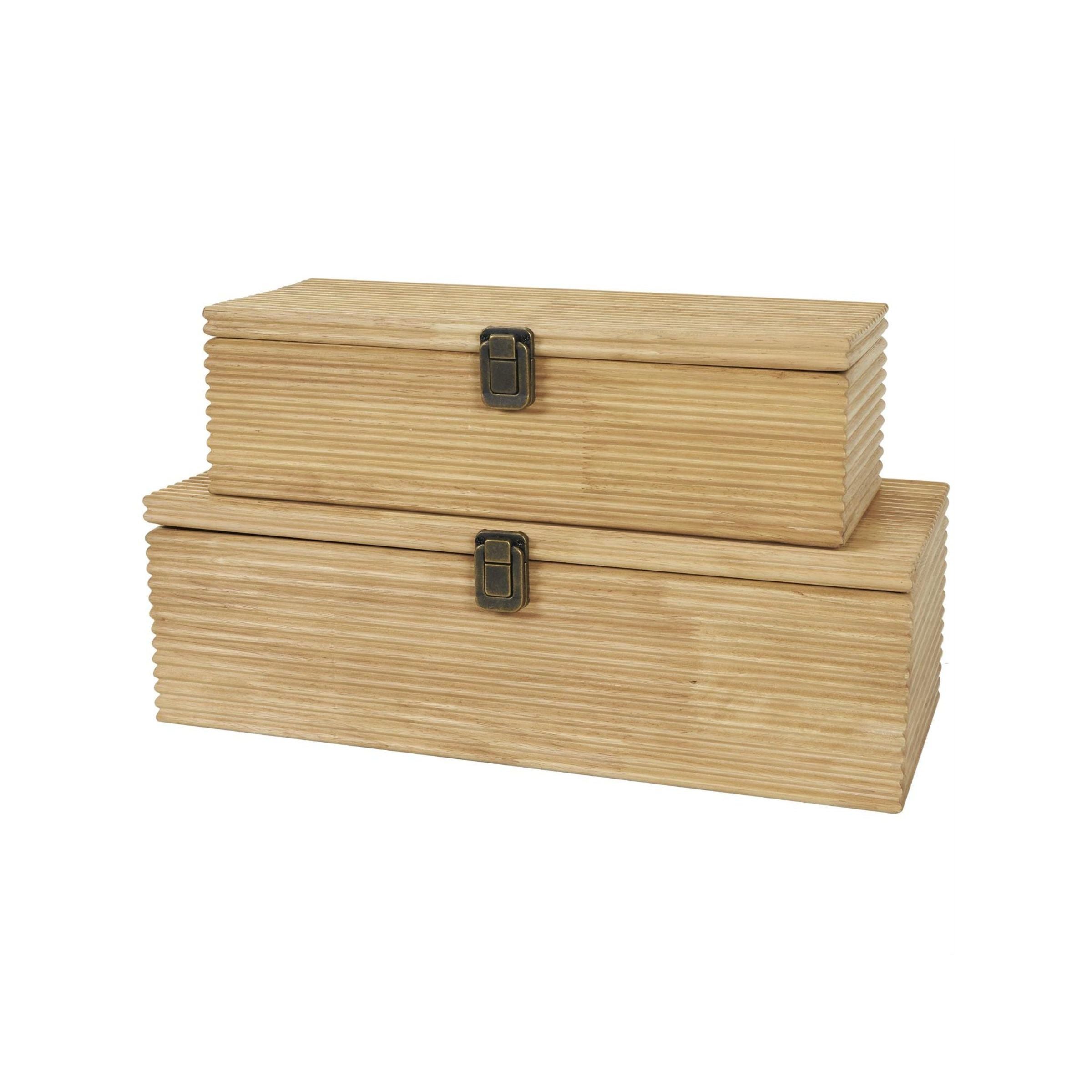 Set of 2 Natural Wood Boxes 16/19"