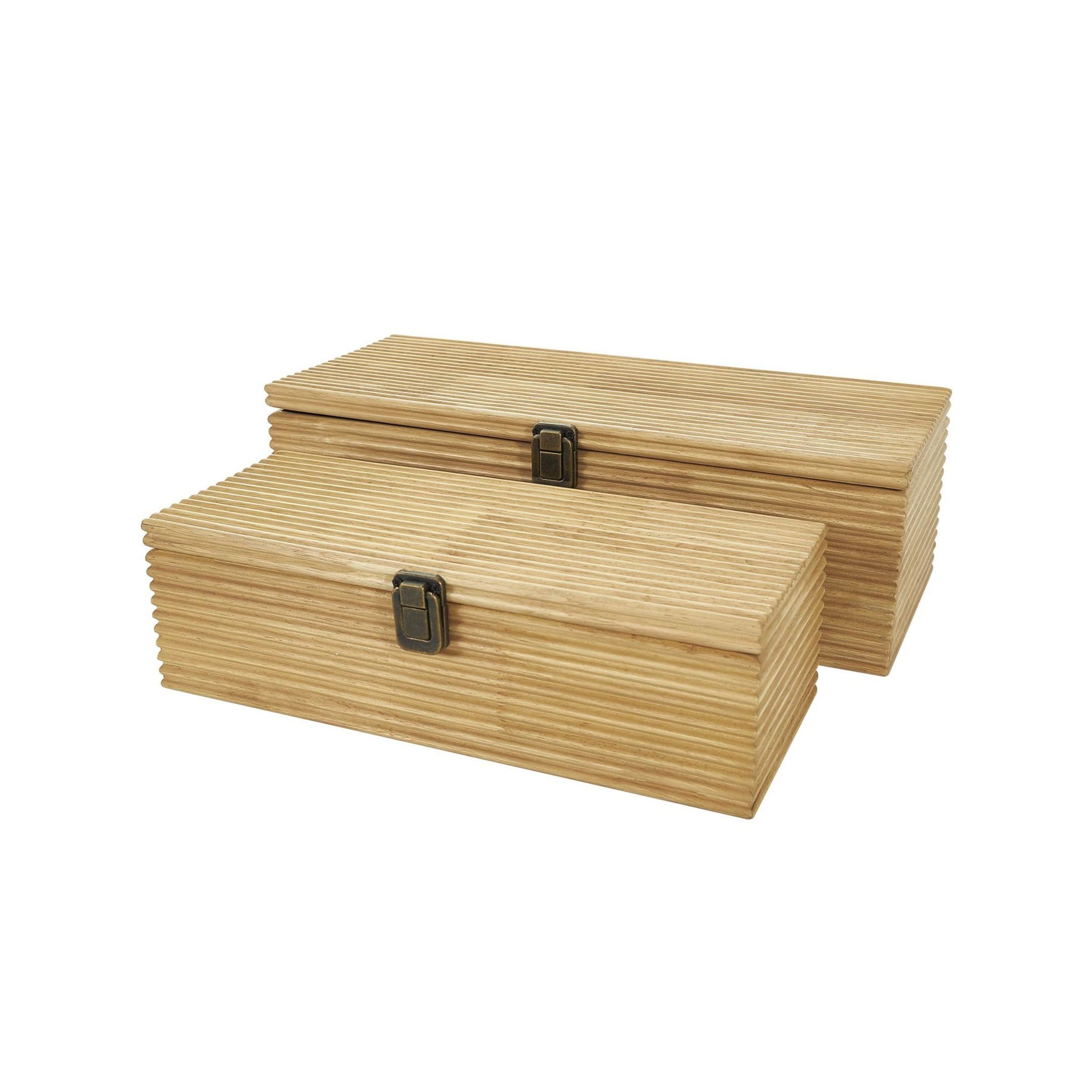 Set of 2 Natural Wood Boxes 16/19"