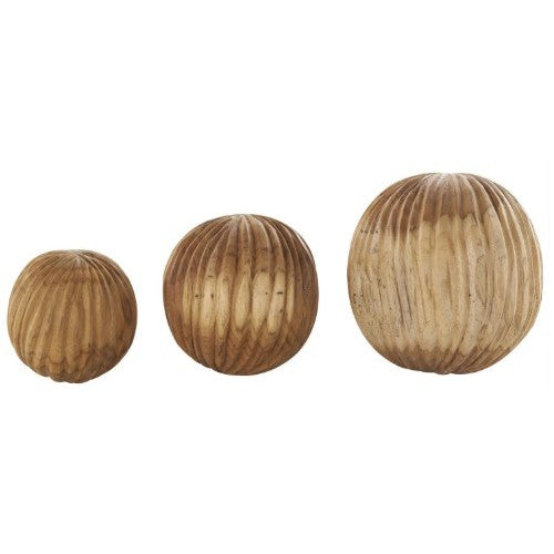 Set of 3 Wood Teak Orbs 4/5/6"