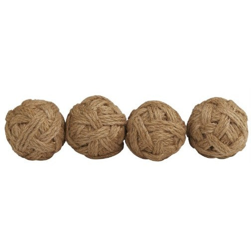 Set of 4 Brown Jute Orbs 4"