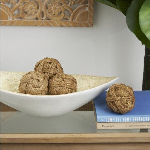 Set of 4 Brown Jute Orbs 4"