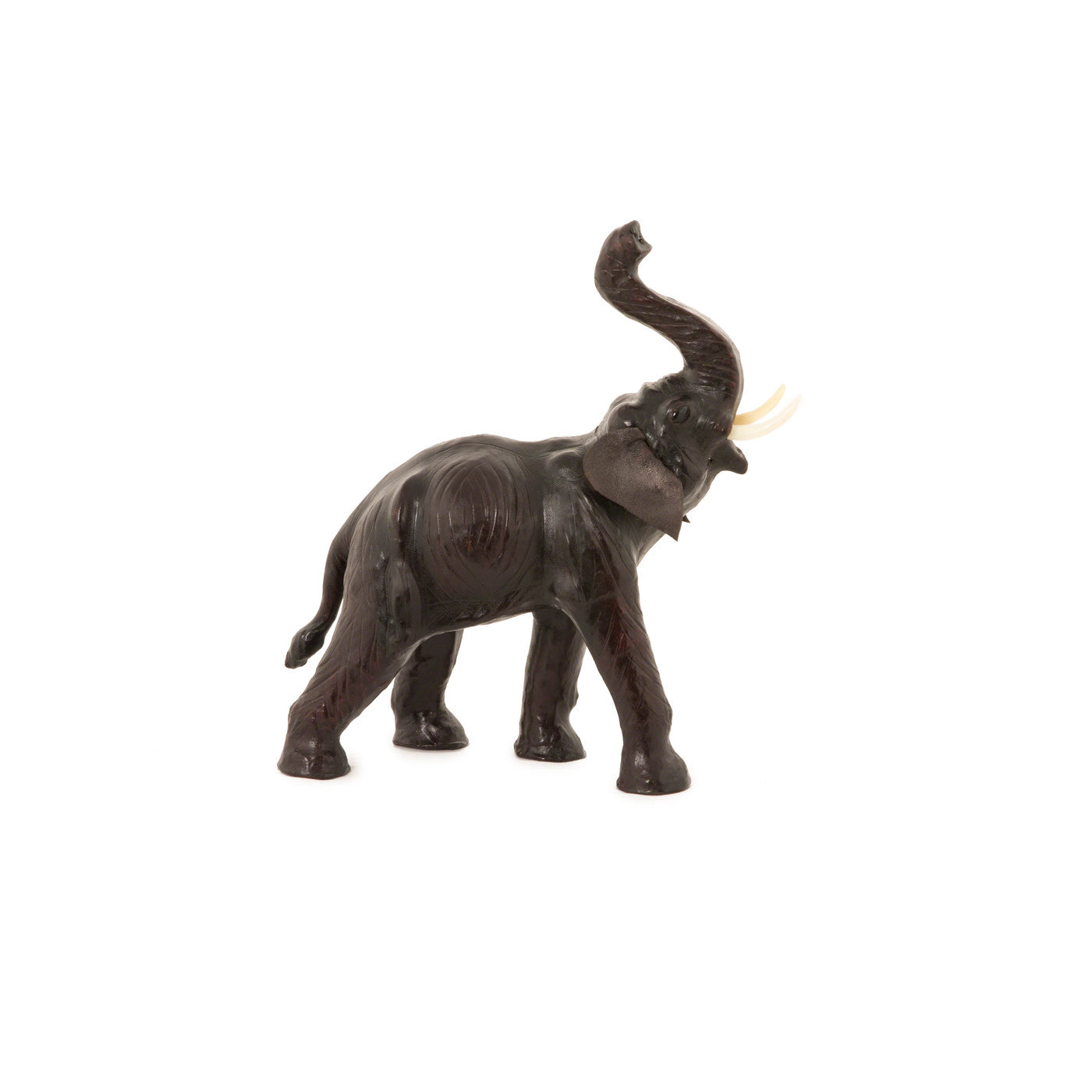Standing Leather Elephant Small 12"H