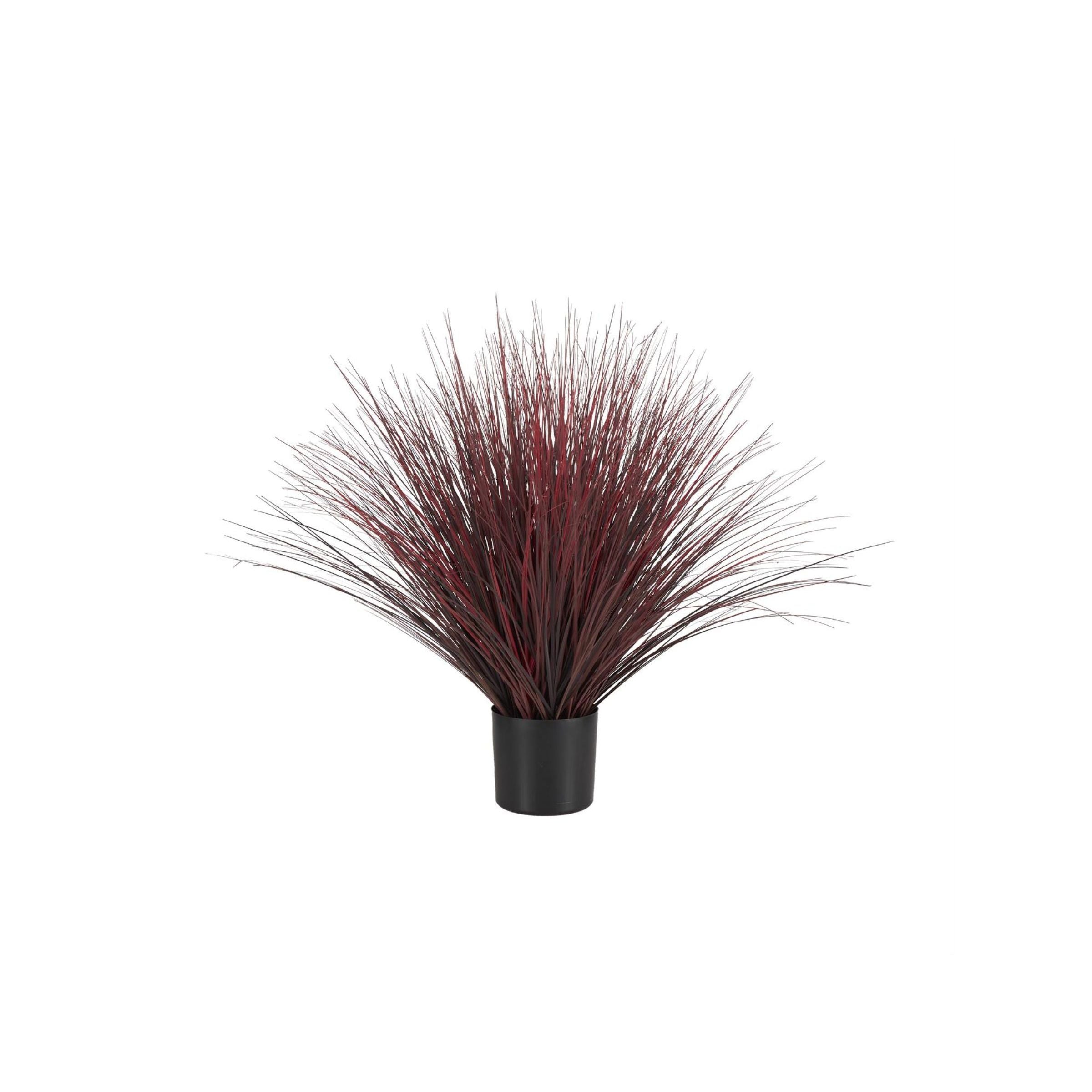 Faux Red Grass In Black Pot 44"W x 36"H