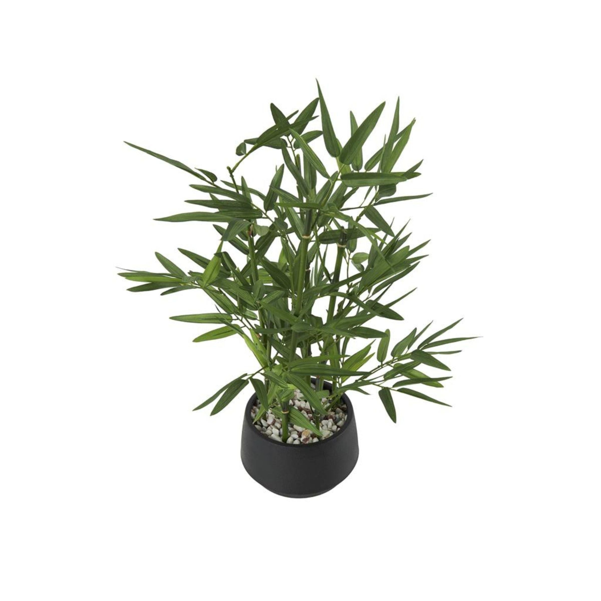 Faux Bamboo In Black Pot 14"W x 19"H