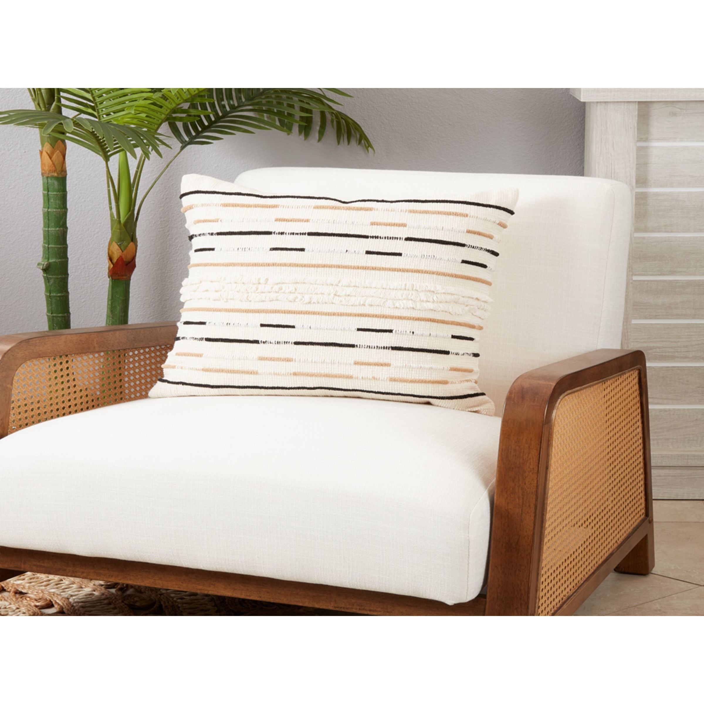 Ivory Corded Poly Pillow 18"W x 18"H