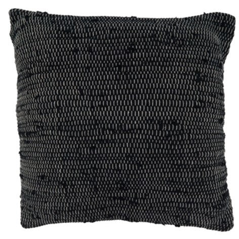 Black textured square throw pillow