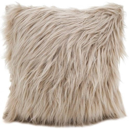 Natural Faux Fur Poly Pillow 18"W x 18"H