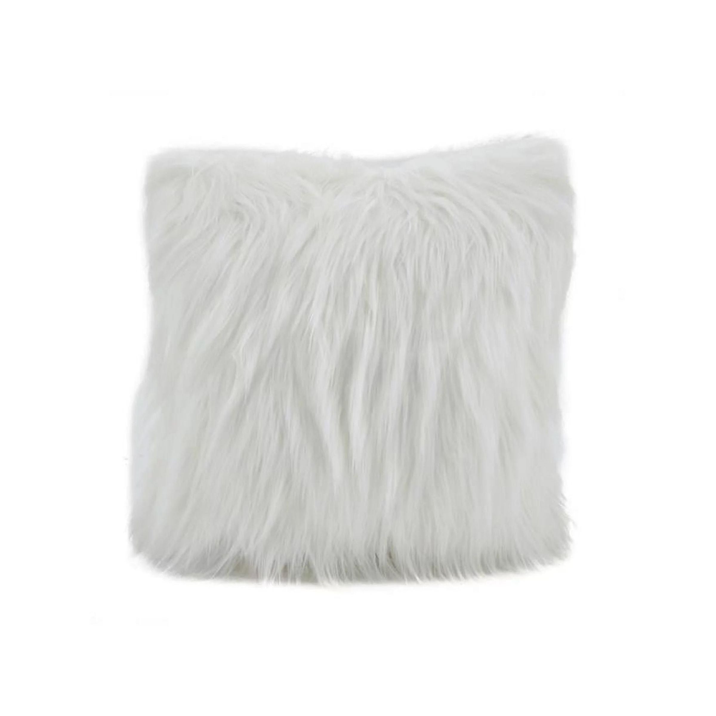 Ivory Faux Fur Poly Pillow 18"W x 18"H