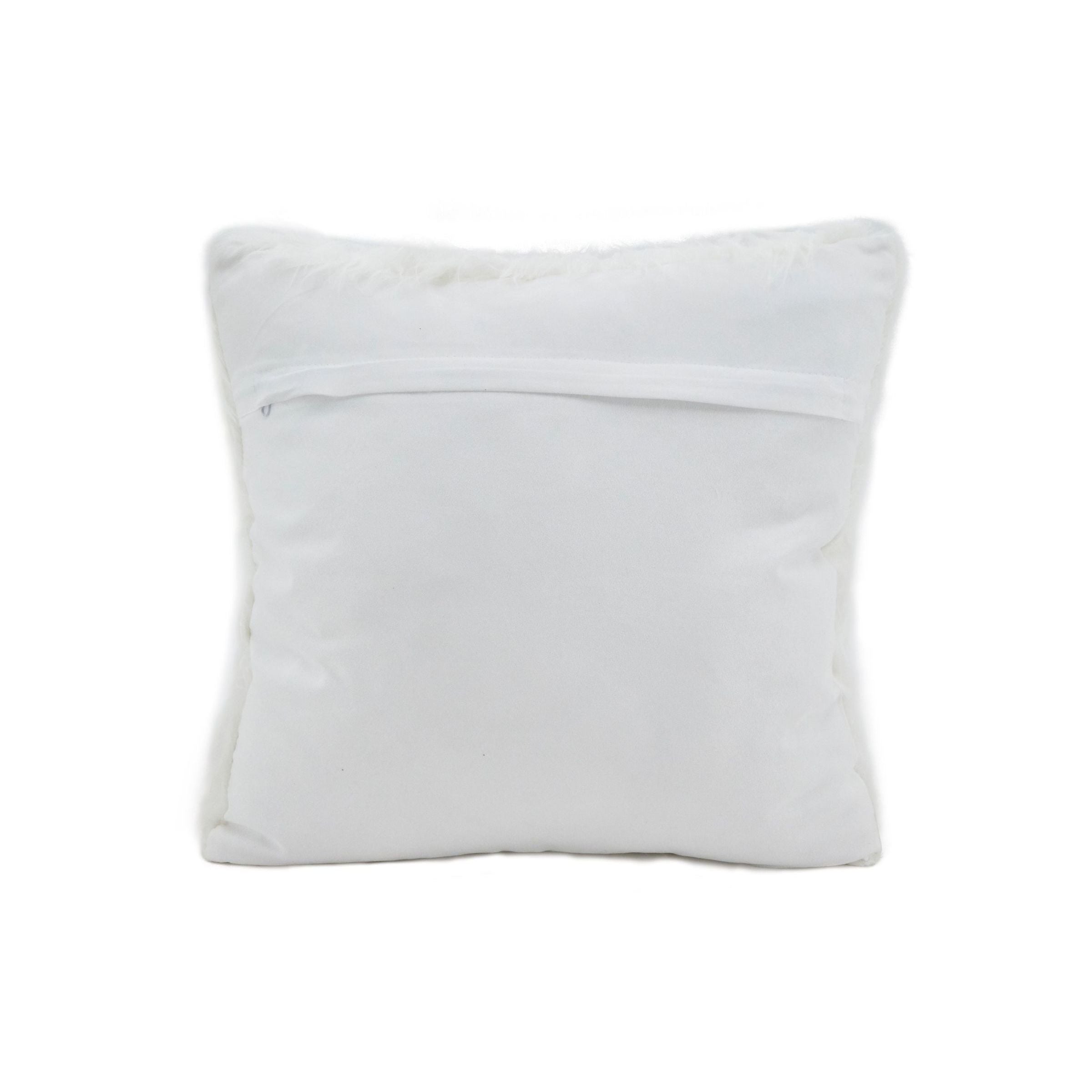 Ivory Faux Fur Poly Pillow 18"W x 18"H
