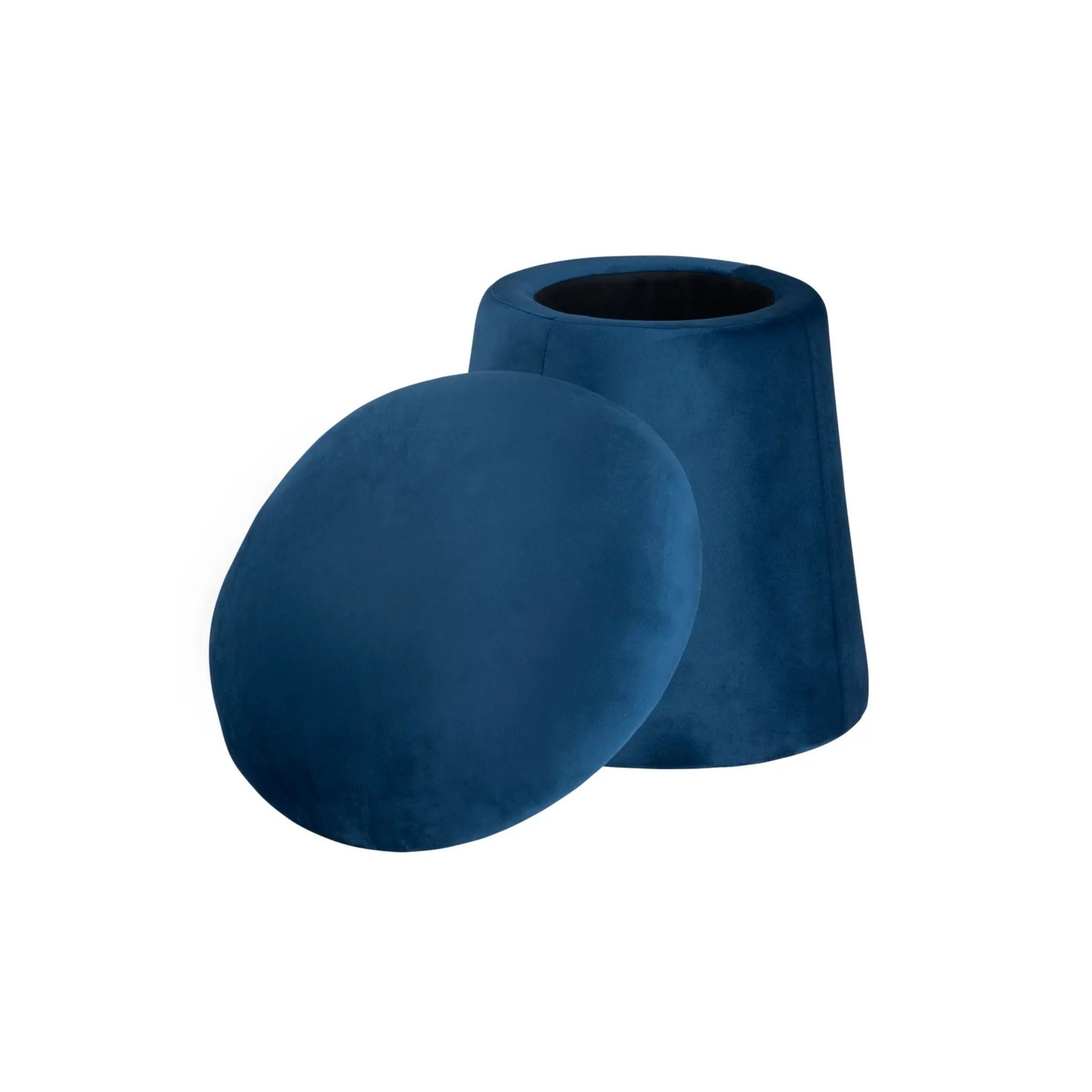 Navy Velvet Mushroom Storage Pouf 17.5"W x 20"H