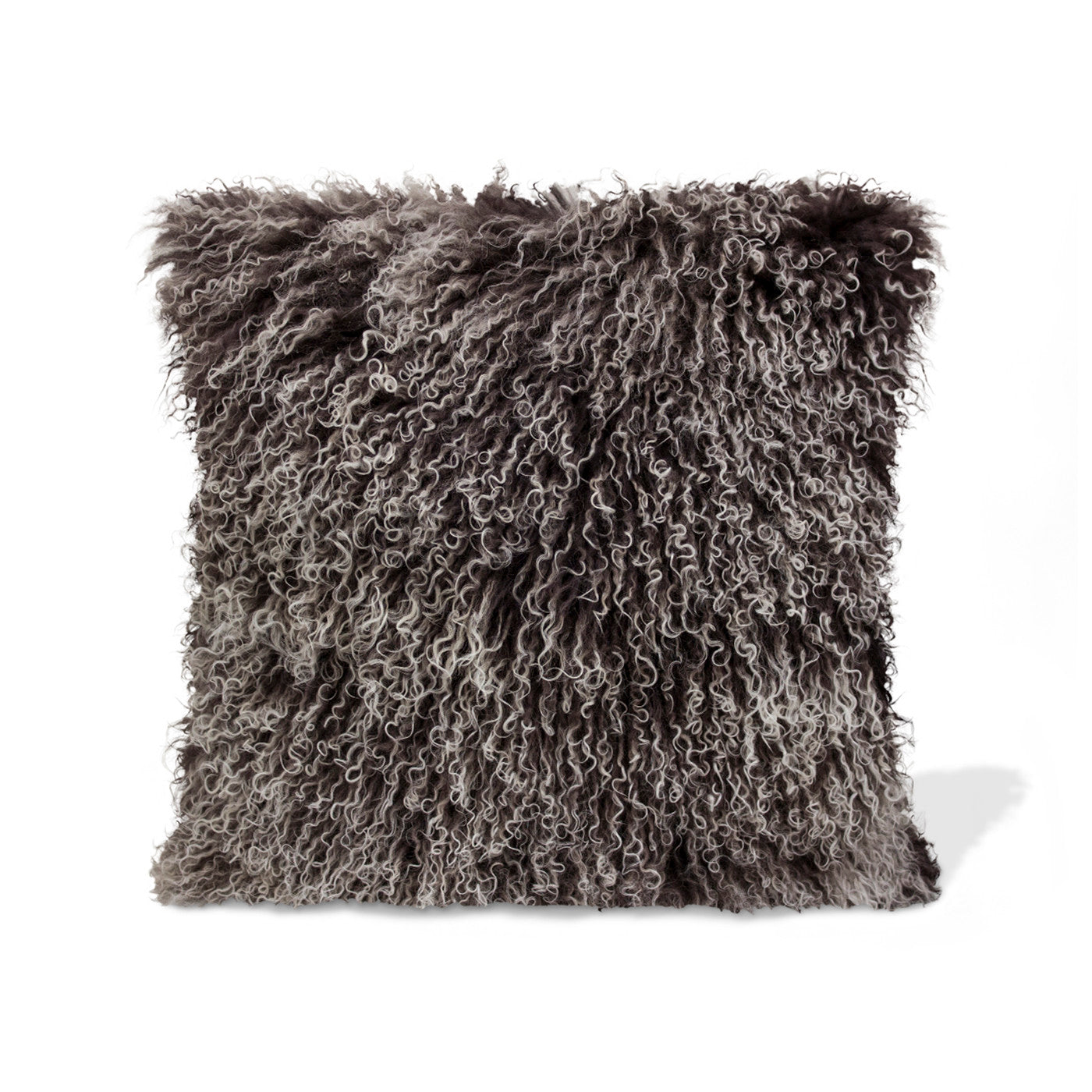 Grey Ombre Lamb Fur Poly Pillow 15.75"W x 15.75"H