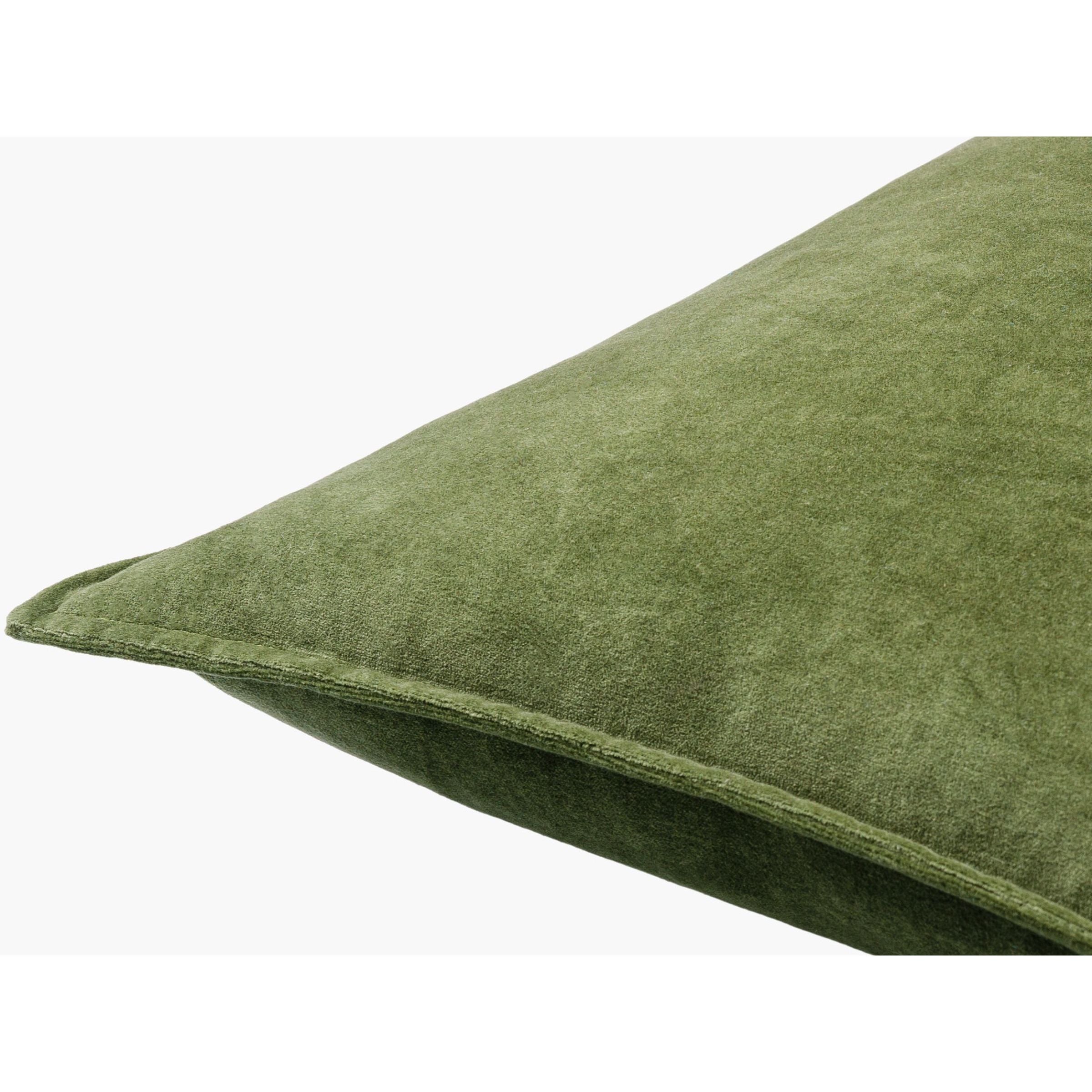 Green Velvet Poly Pillow 18"W x 18"H