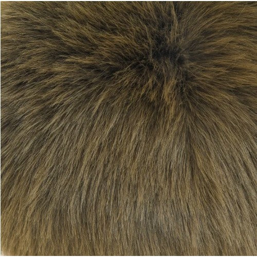 Brown Faux Fox Hair Round Feather Pillow 12"W x 12"H