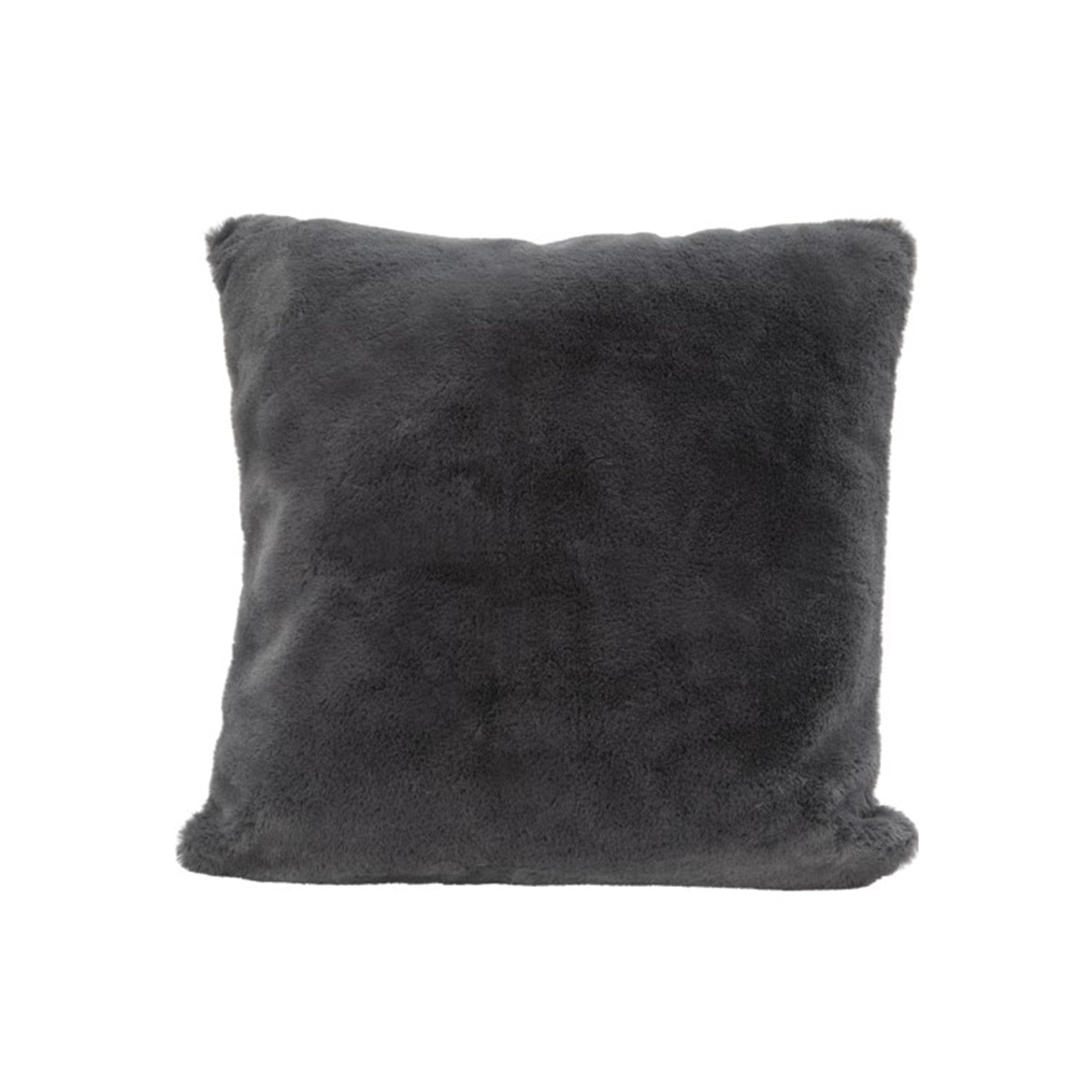 Charcoal Faux Rabbit Fur Poly Pillow 20"W x20"H