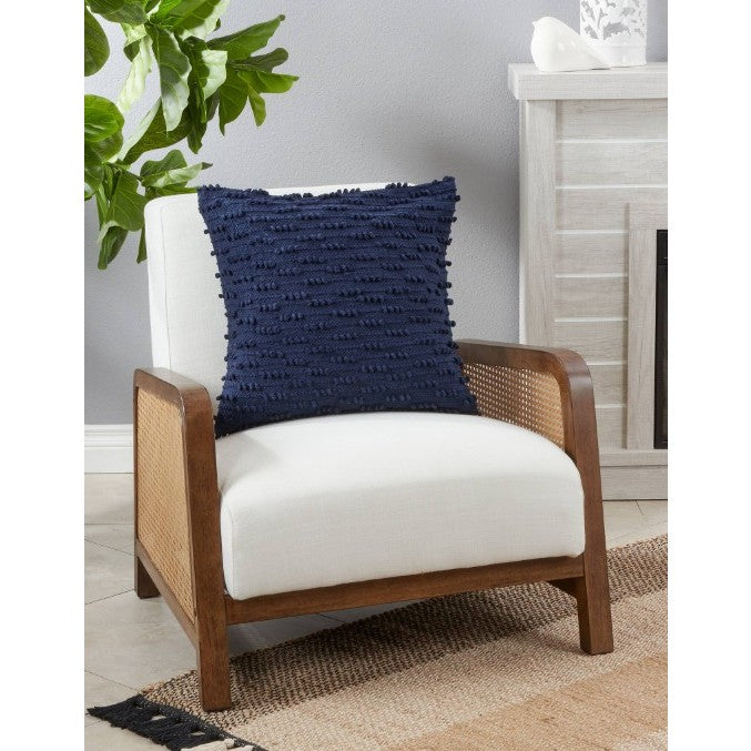 Navy Blue Nubby Down Pillow 20"W x 20"H