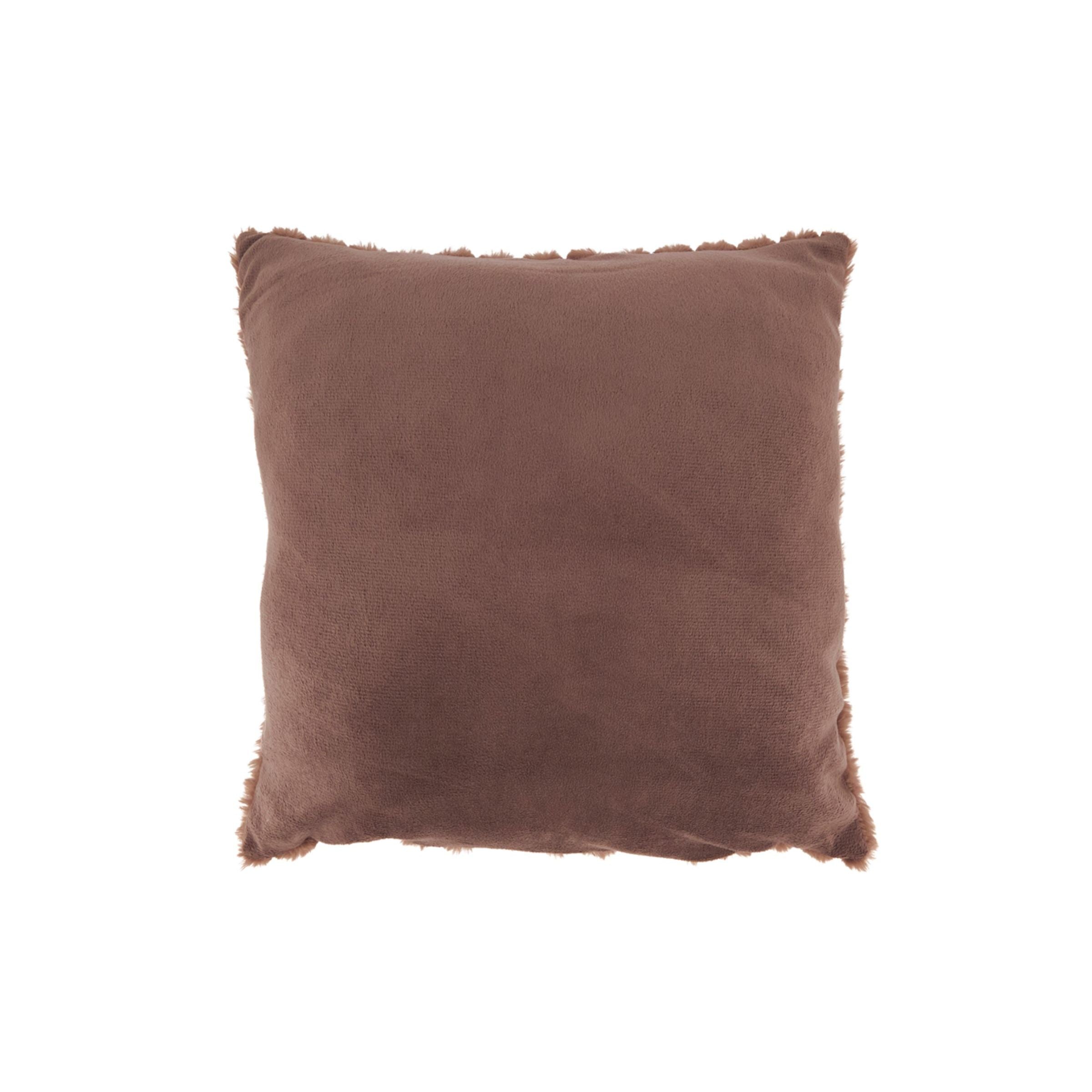 Brown Faux Rabbit Fur Poly Pillow 18"W x 18"H
