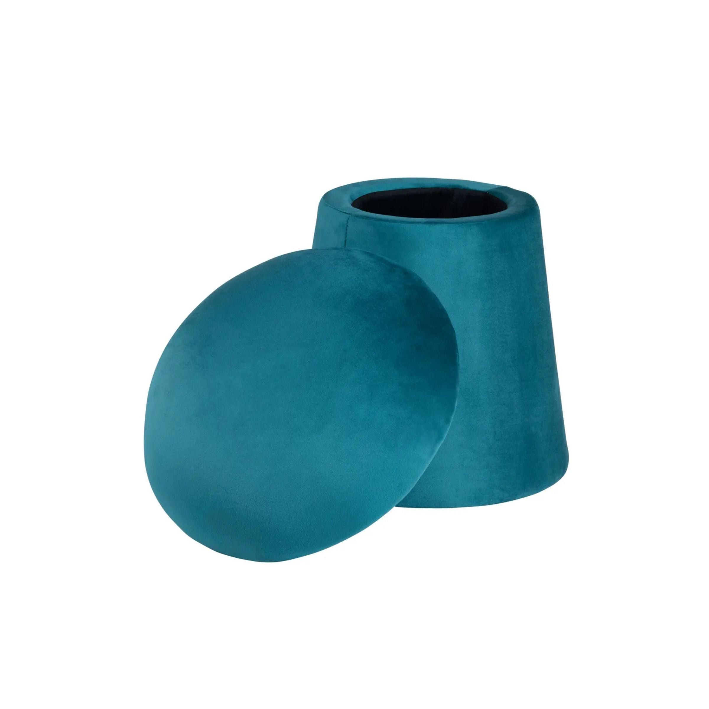 Teal Velvet Mushroom Storage Pouf 17.5"W x 20"H