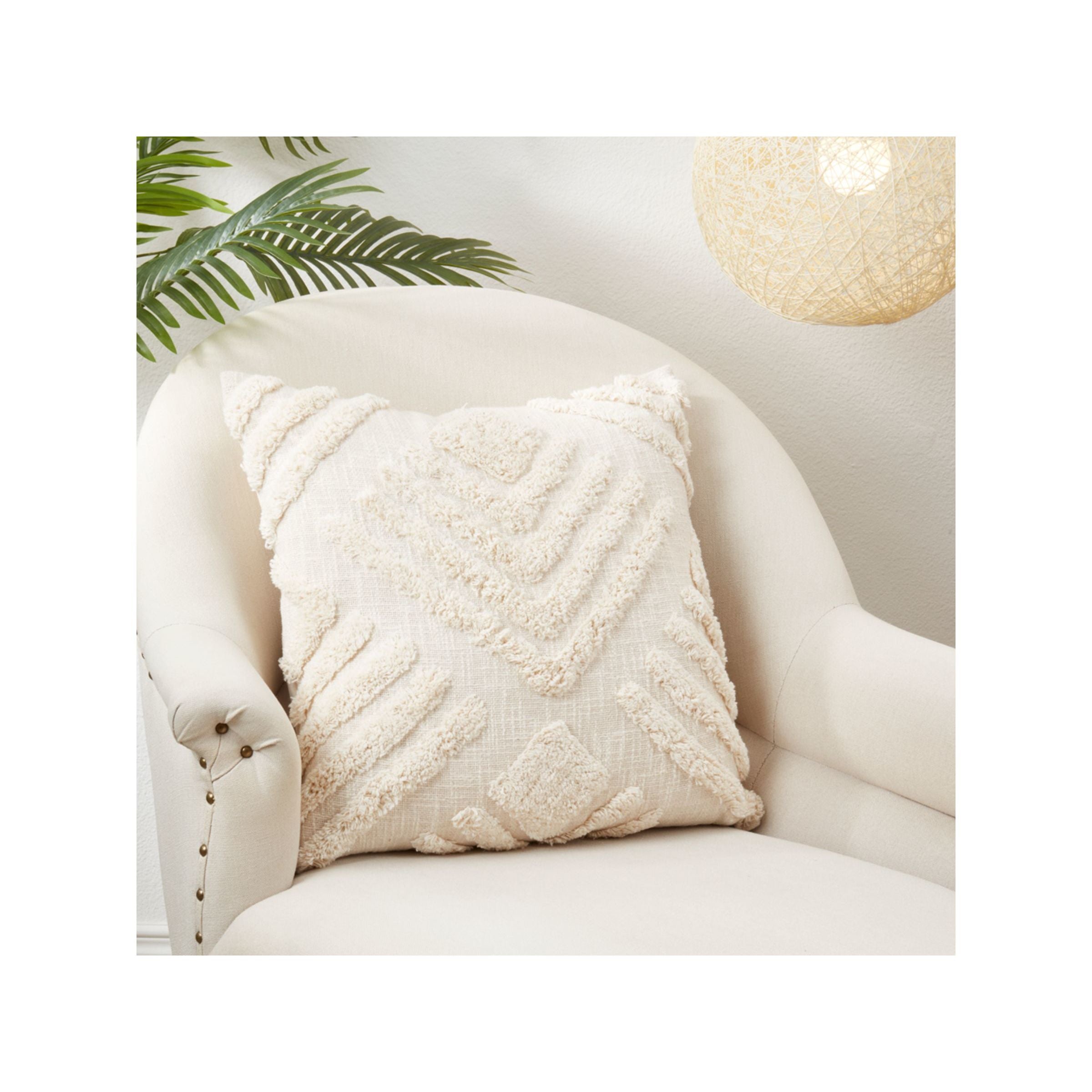 Natural Tufted Poly Pillow 20"W x 20"H