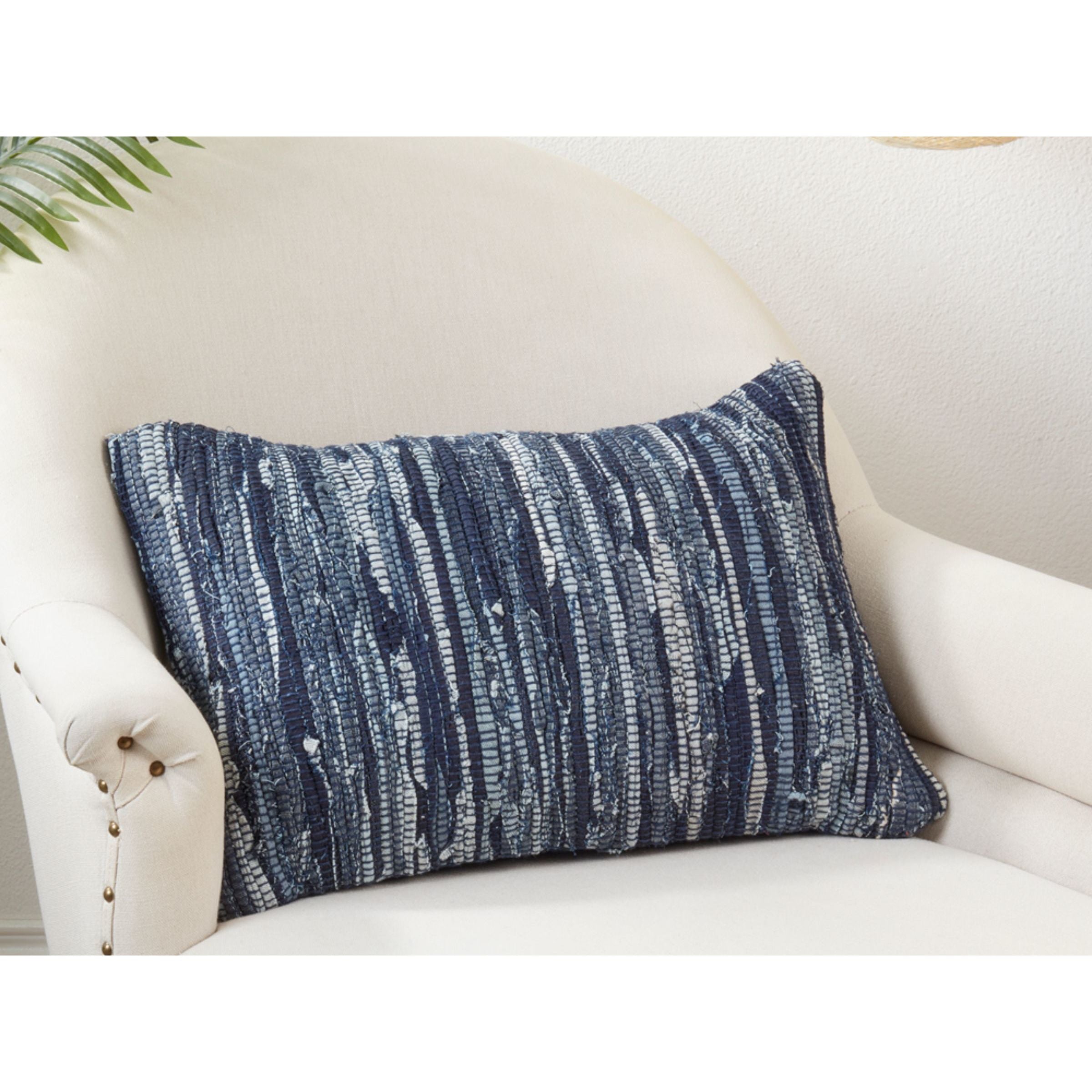 Navy Denim Chindi Poly Pillow 23"W x 16"H