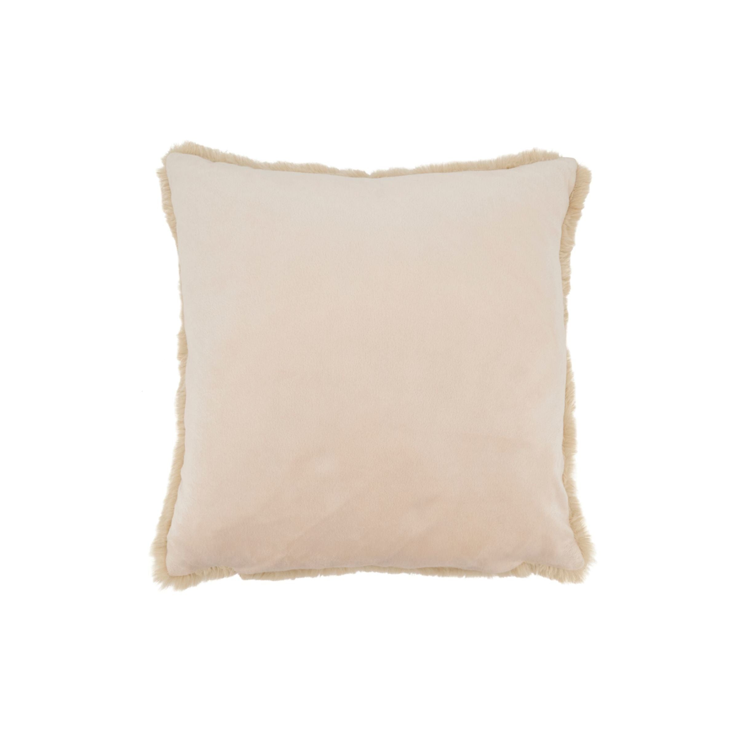 Natural Faux Rabbit Fur Poly Pillow 18"W x 18"H