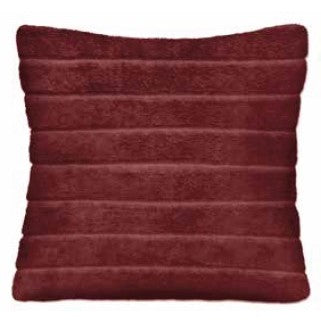 Burgundy Ribbed Faux Fur Poly Pillow 17"W x 17"H