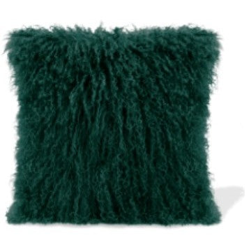 Hunter Green Lamb Fur Poly Pillow 15.75"W x 15.75"H