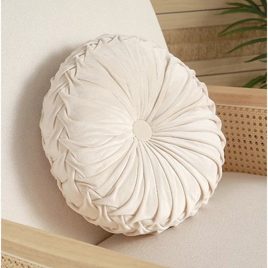 Ivory Pleated Poly Pillow 16"
